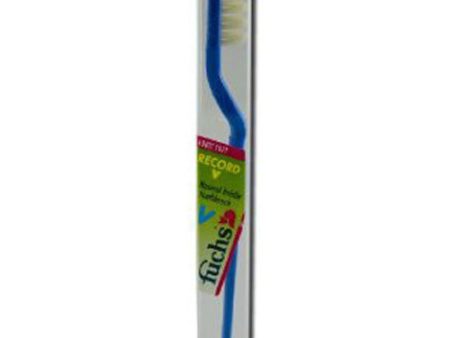 FUCHS BRUSHES - Record V Natural Bristles Adult Soft Toothbrush - 12 Brushes For Cheap