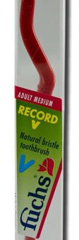 FUCHS BRUSHES - Record V Natural Bristles Adult Medium Toothbrush - 12 Brushes Online Hot Sale