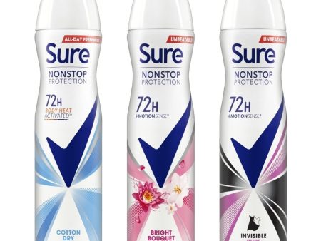 Sure Women s Anti-Perspirant Deodorant Spray Variety Pack 3 x 250ml Online