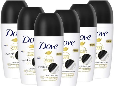 Dove Advanced Care Invisible Dry Anti-Perspirant Deodorant Roll-On Multipack 6 x 50ml Sale