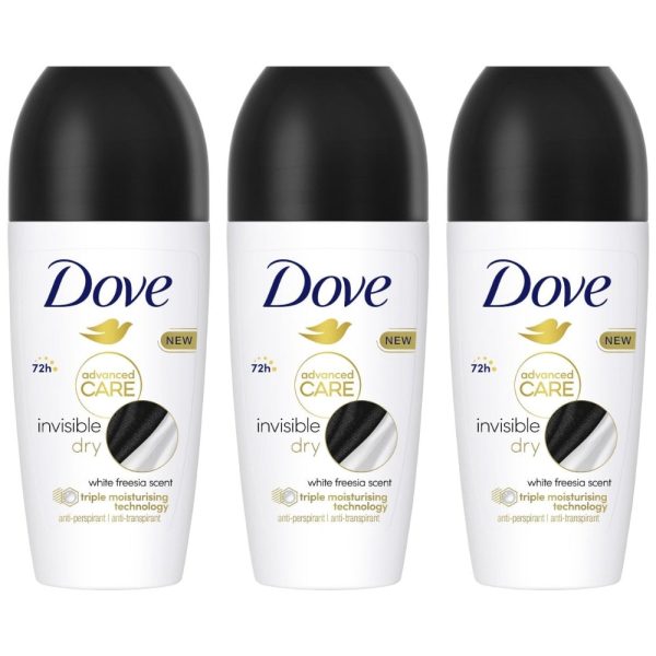 Dove Advanced Care Invisible Dry Anti-Perspirant Deodorant Roll-On Trio 3 x 50ml Cheap