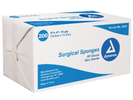 Dynarex Standard Gauze Sponges Non-Sterile - 4 In X 4 In - 12 Ply - 200 ea Online now