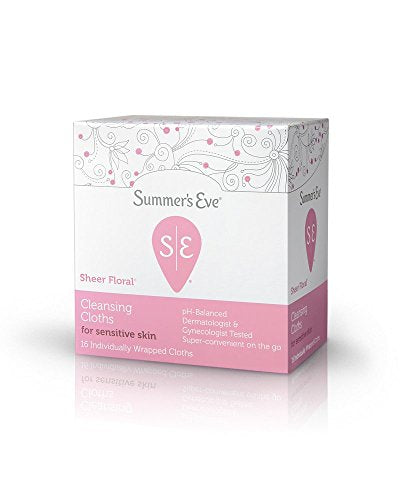 Summers Eve Feminine Cleansing Wash Soft Cloths for Sensitive Skin, Sheer Floral - 16 ea Fashion