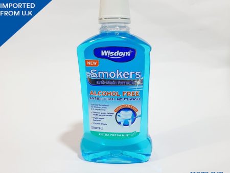 WISDOM SMOKERS ALCOHOL FREE ANTIBACTERIAL MOUTHWASH EXTRA FRESH MINT 500ML Online