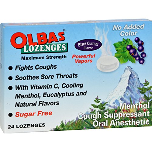 Olbas Maximum Strength Sugar Free Cough Suppressant Lozenges, Black Currant Flavor - 24 Ea Sale