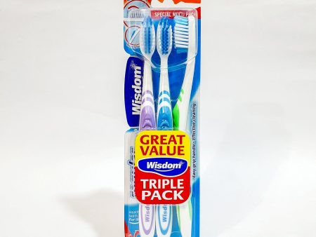 WISDOM TRIPLE PACK REGULAR PLUS MEDIUM TOOTHBRUSH on Sale