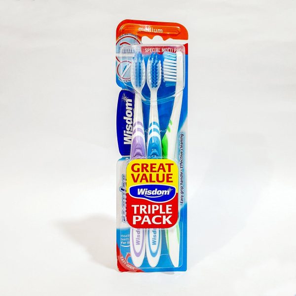 WISDOM TRIPLE PACK REGULAR PLUS MEDIUM TOOTHBRUSH on Sale