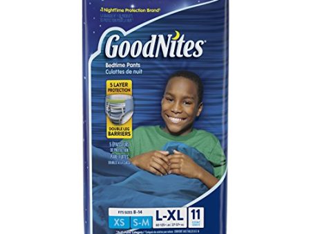 GoodNites Boys Bedtime underwear jumbo 60 to 125 plus lbs, large Extra large - 11 ea, 4 pack. Discount