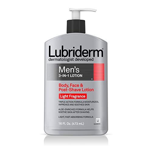 Spotlight! Lubriderm mens 3 in 1 body, face and post shave lotion, light fragrance - 16 oz on Sale