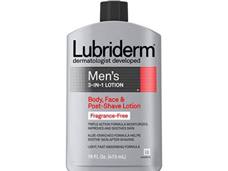 Lubriderm Men s 3-In-1 Lotion, Body, Face And Post-Shave Lotion, Fragrance Free - 473 ml Discount