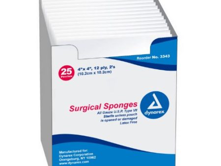 Standard Gauze Sponges Sterile - 4 In X 4 In - 12 Ply - 2S, 25 ea Online now