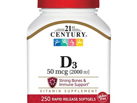 21st Century Vitamin D3-2000 IU Super Strength Softgels - 250 Ea For Discount